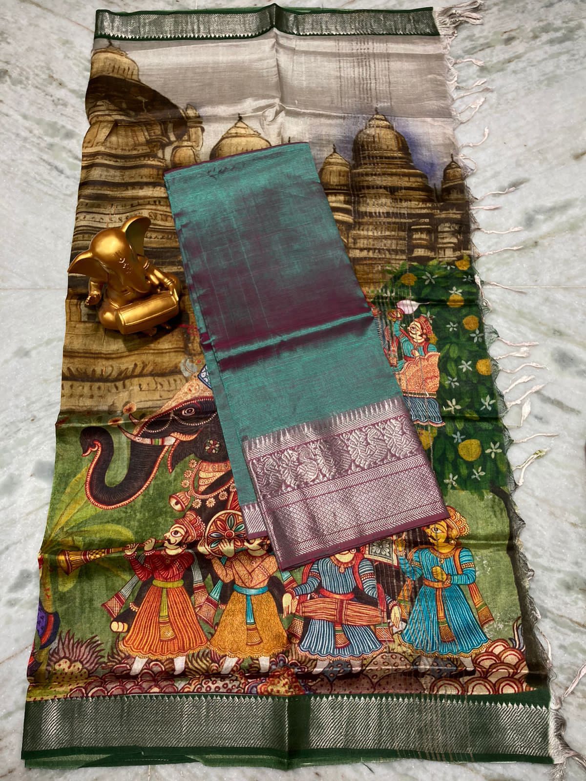 Mangalagiri pure pattu by cotton top and dupatta set