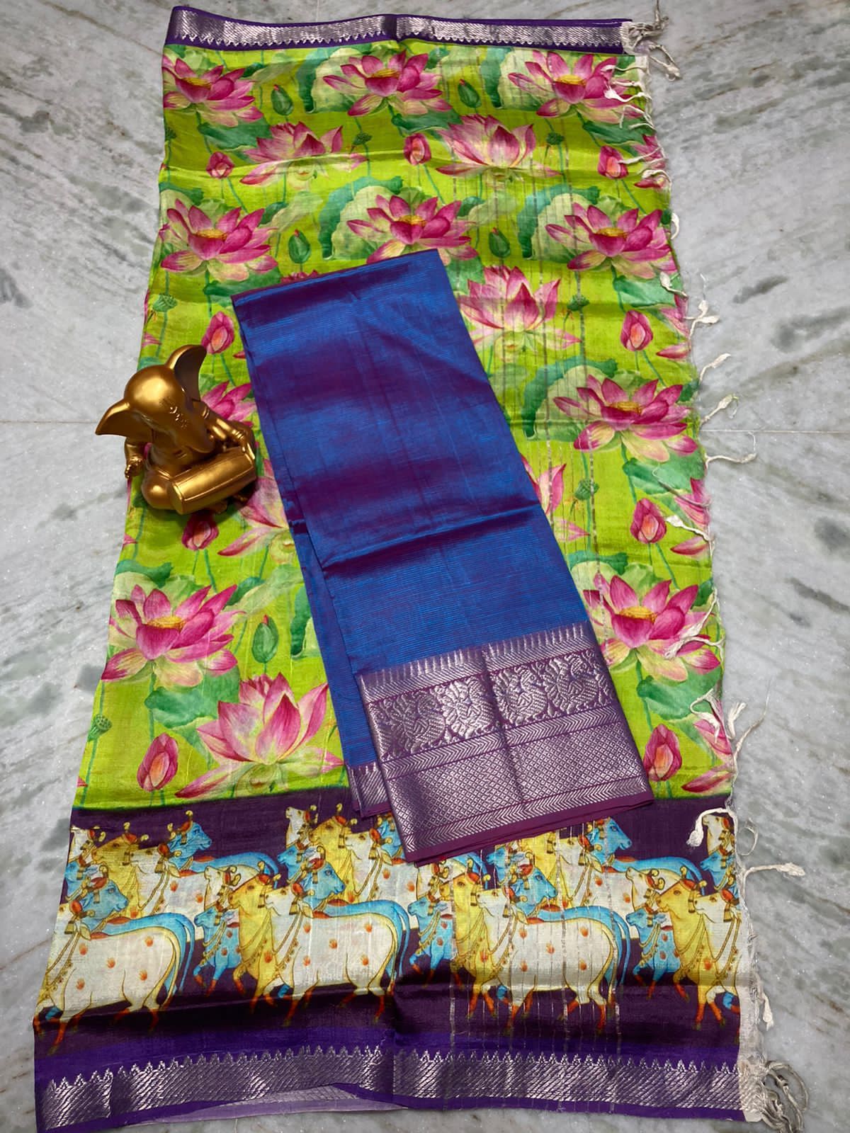 Mangalagiri pure pattu by cotton top and dupatta set