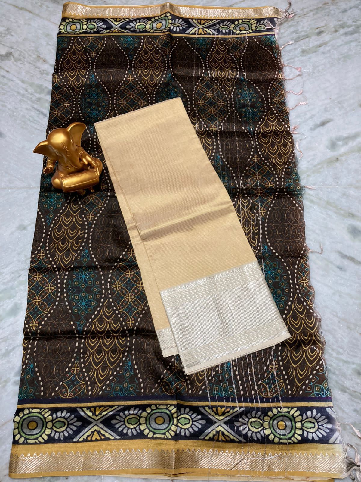 Mangalagiri pure pattu by cotton top and dupatta set