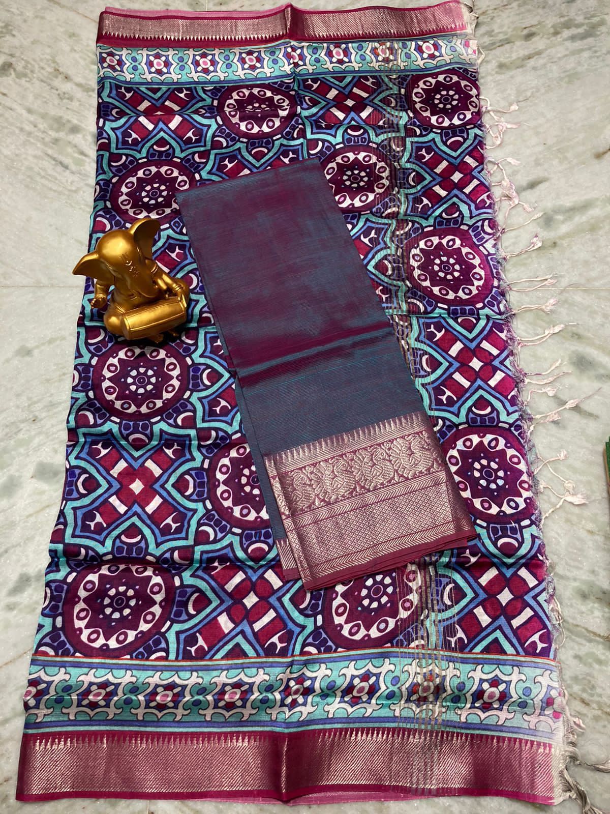 Mangalagiri pure pattu by cotton top and dupatta set