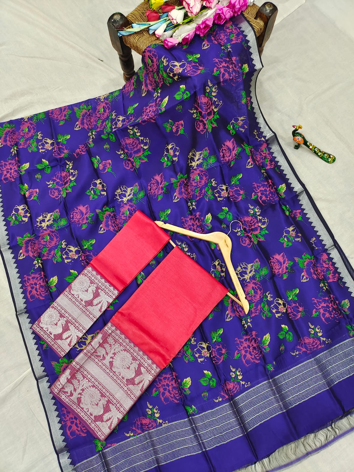 Mangalgiri pattu kanchi design border half saree material