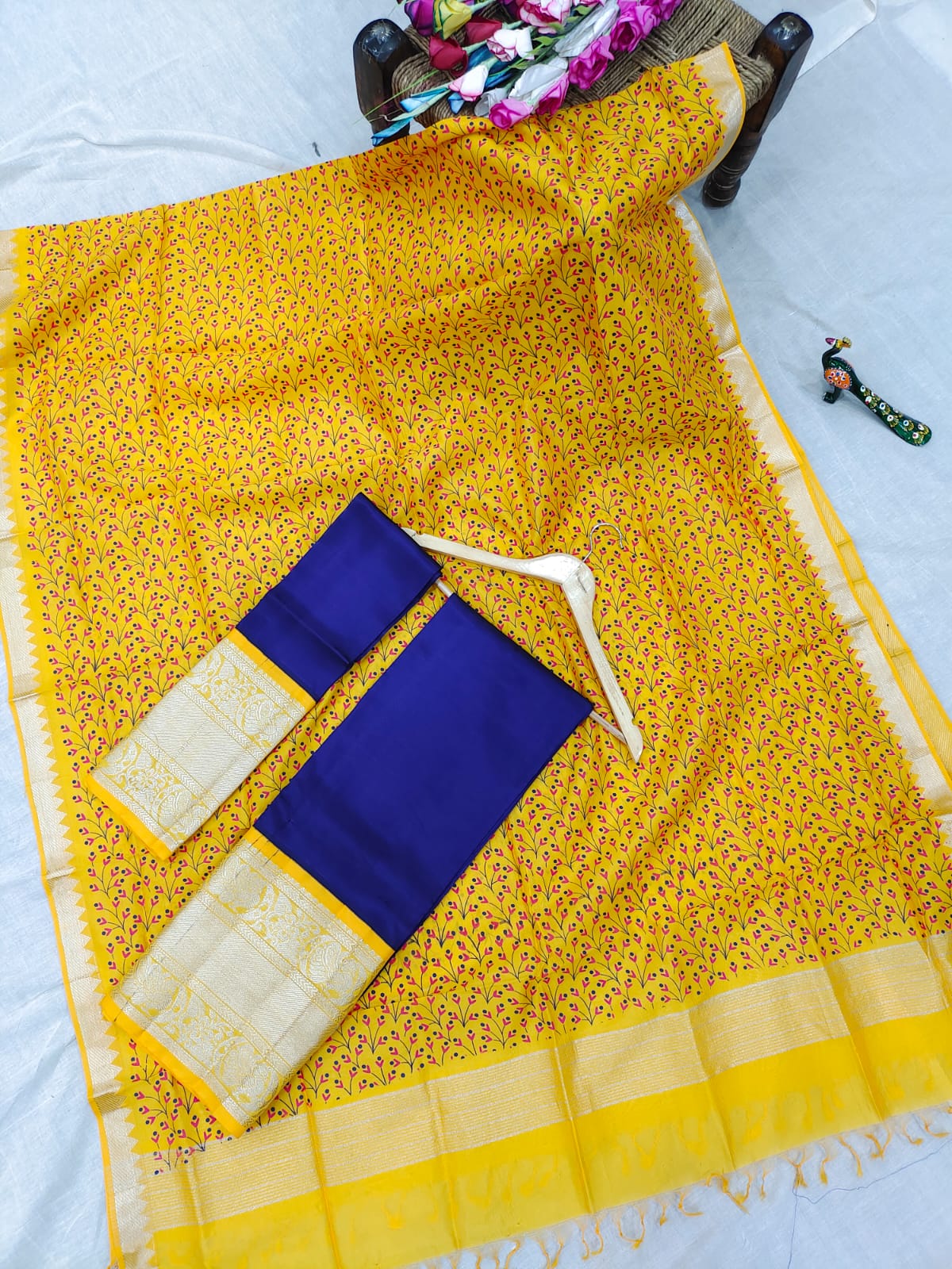 Mangalgiri pattu kanchi design border half saree material