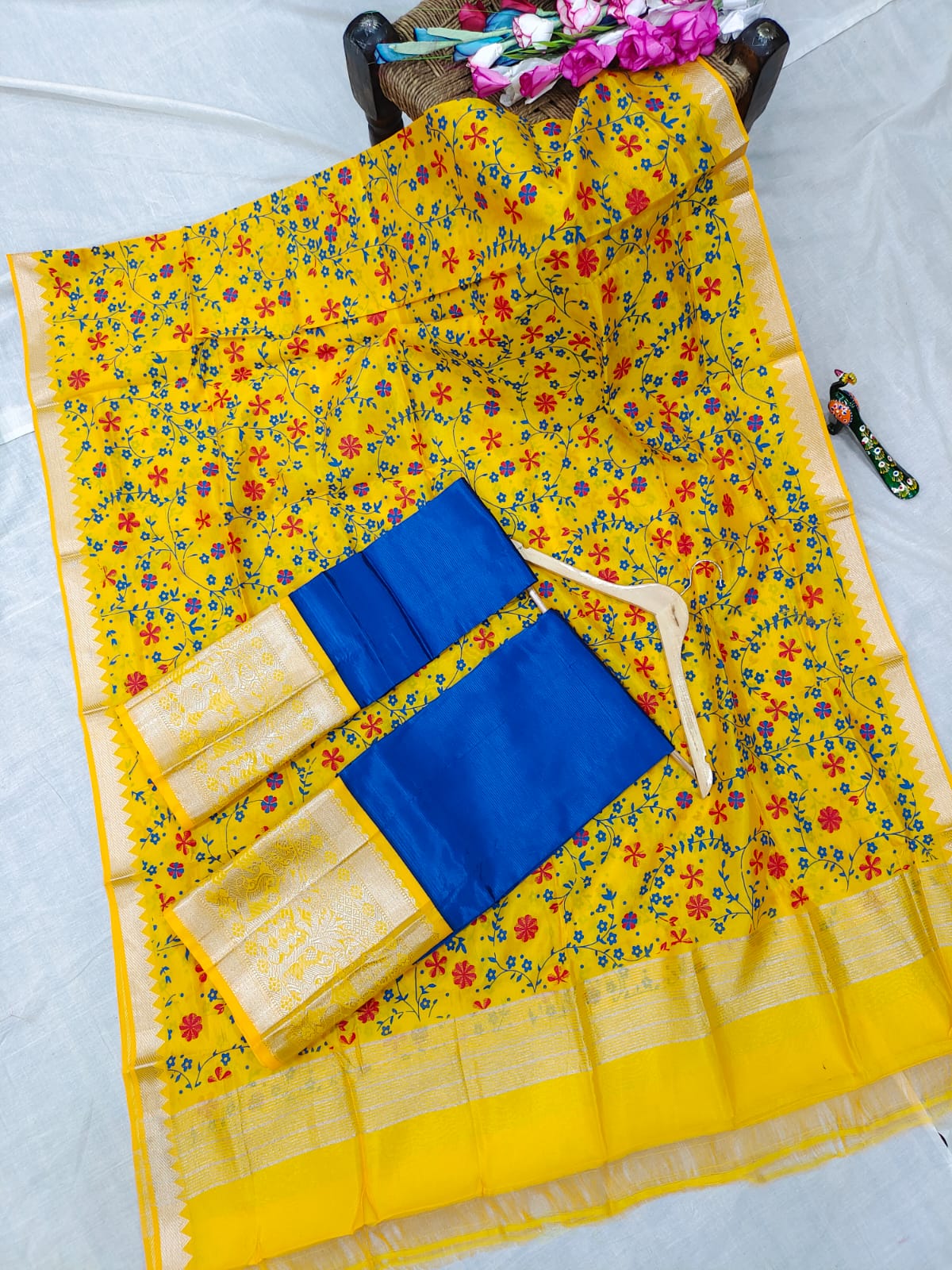 Mangalgiri pattu kanchi design border half saree material
