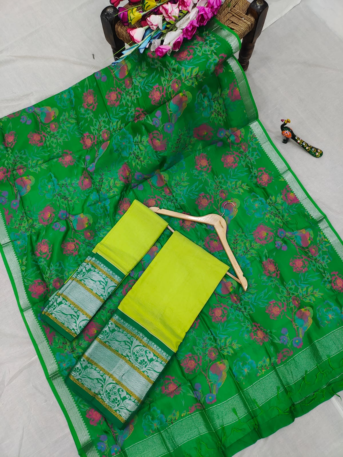 Mangalgiri pattu kanchi design border half saree material