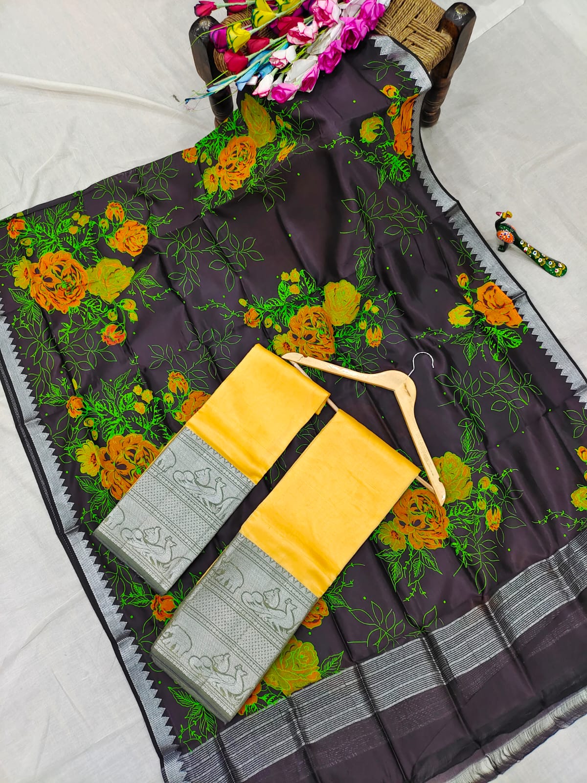 Mangalgiri pattu kanchi design border half saree material
