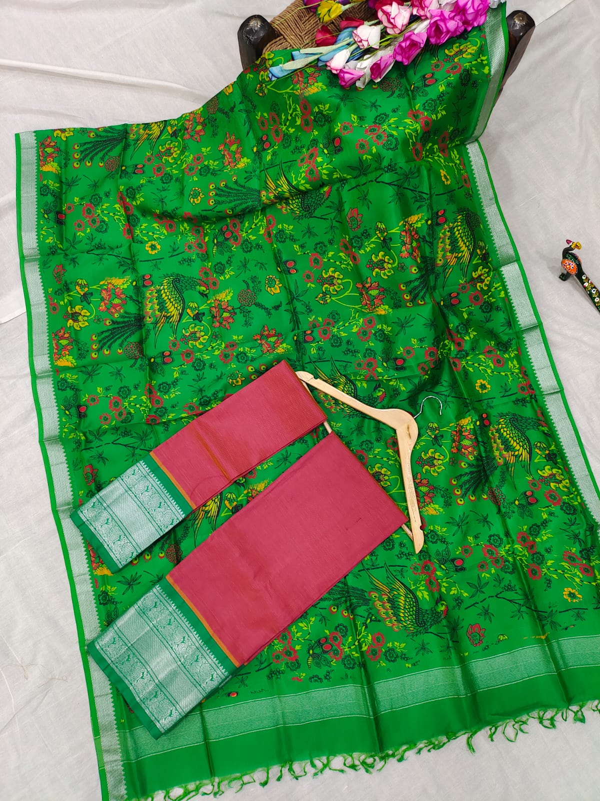 Mangalgiri pattu kanchi design border half saree material