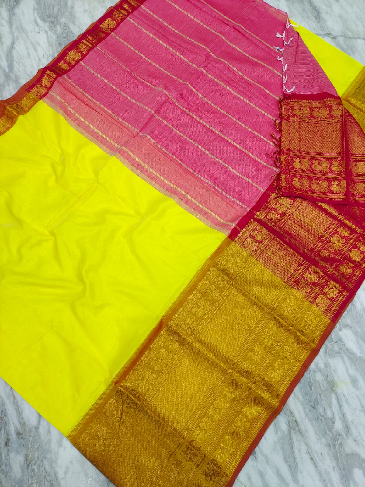 Manglagiri pattu big kanchi border plain saree