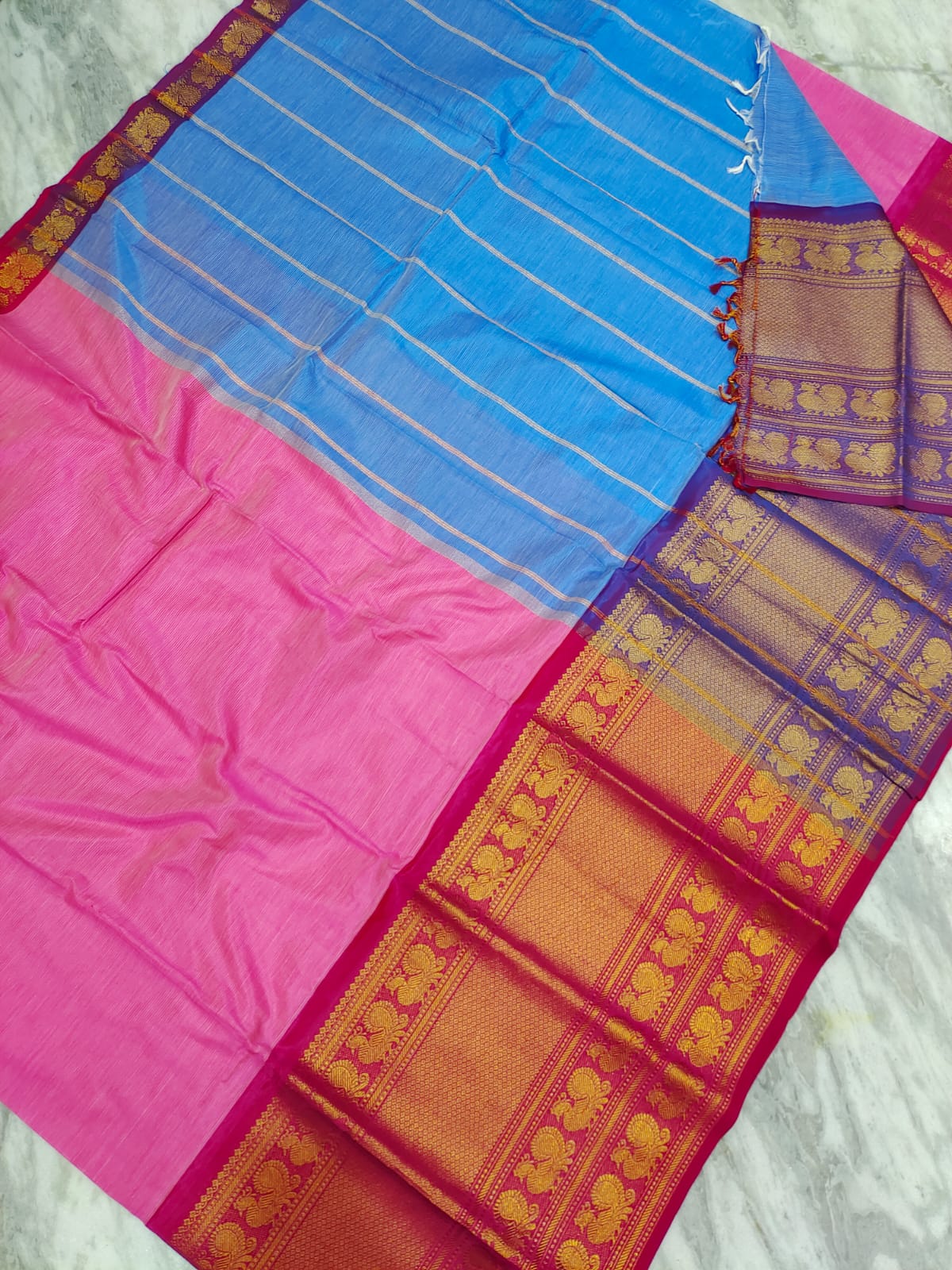 Manglagiri pattu big kanchi border plain saree