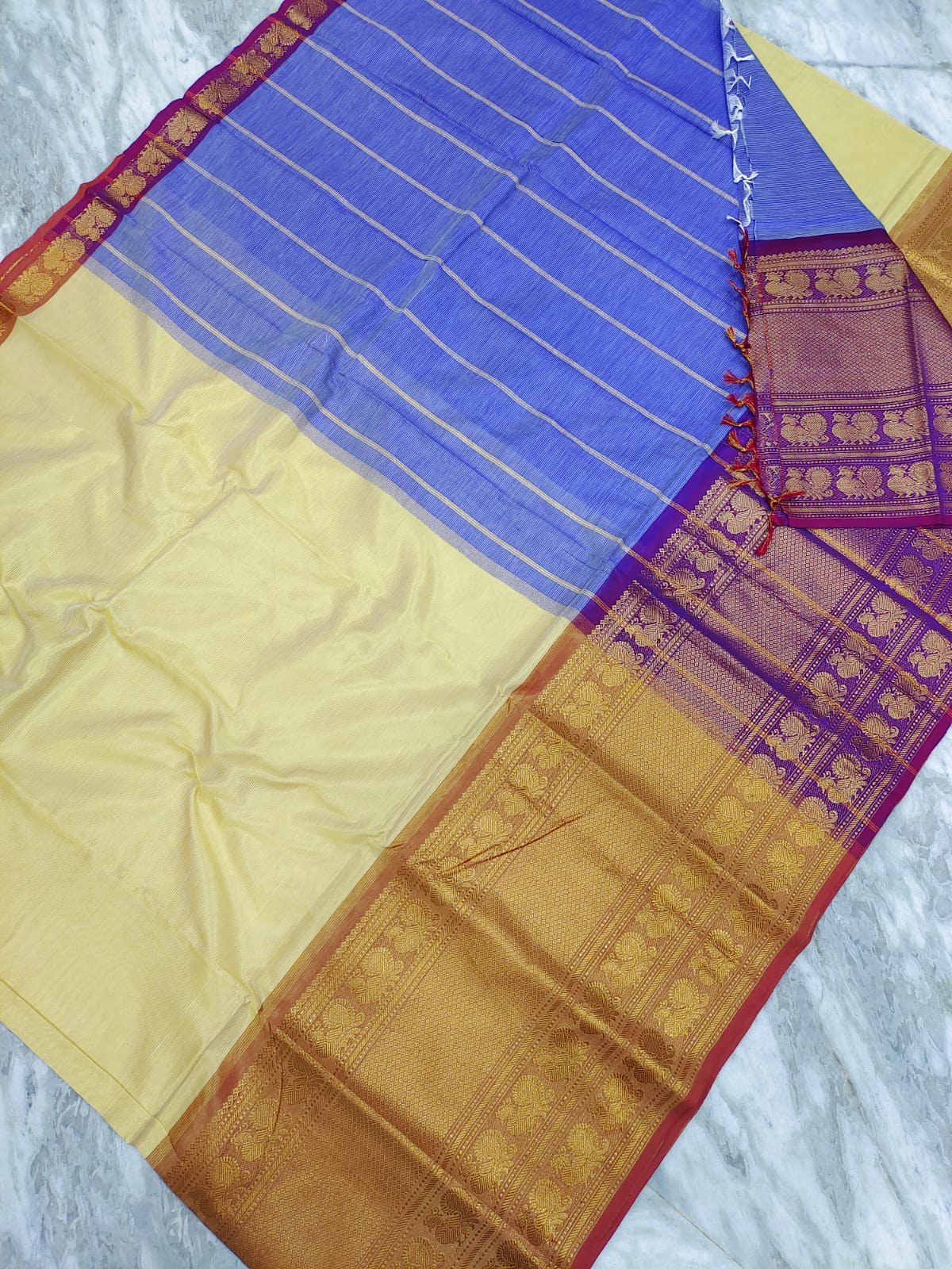 Manglagiri pattu big kanchi border plain saree