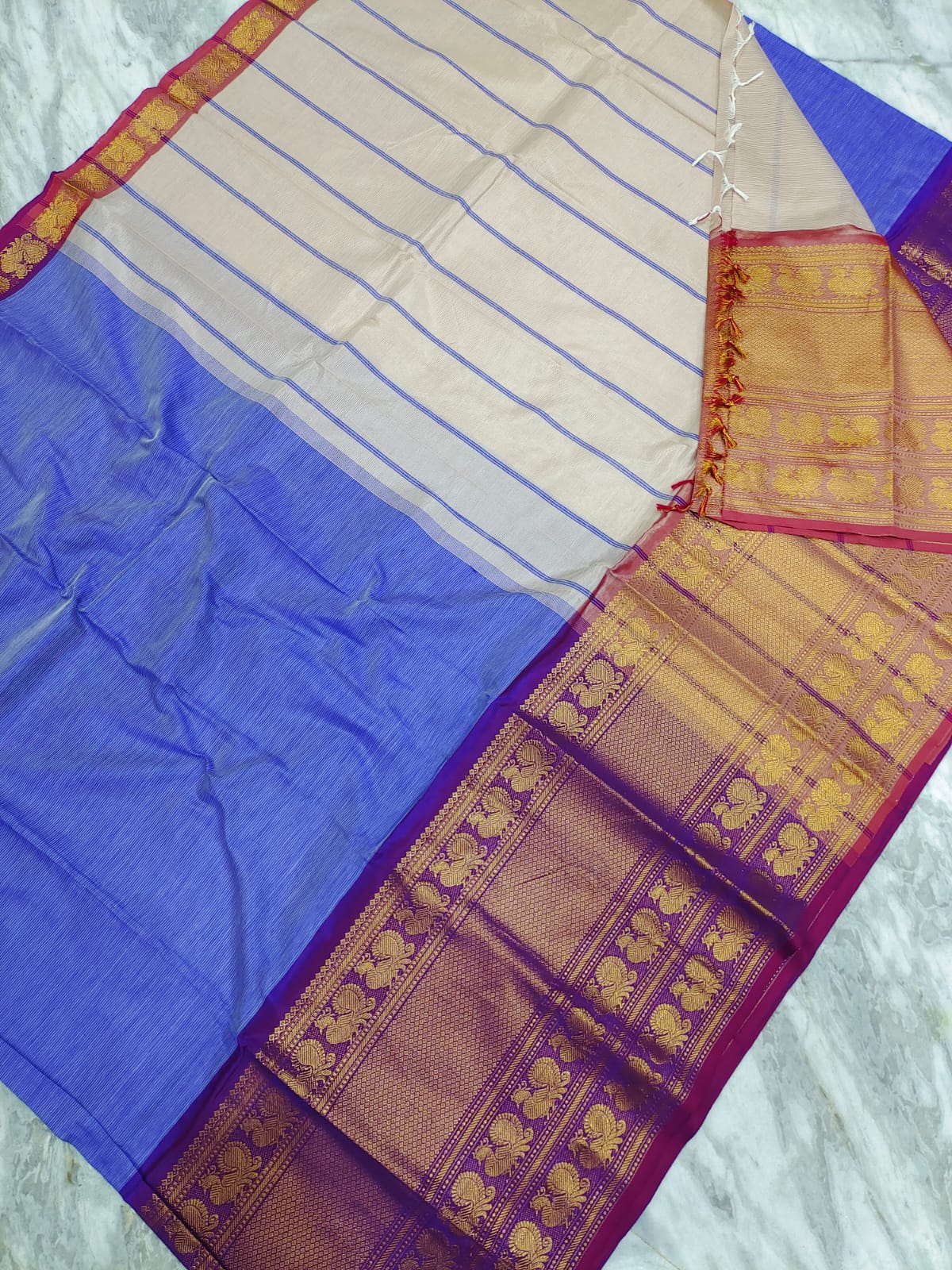 Manglagiri pattu big kanchi border plain saree