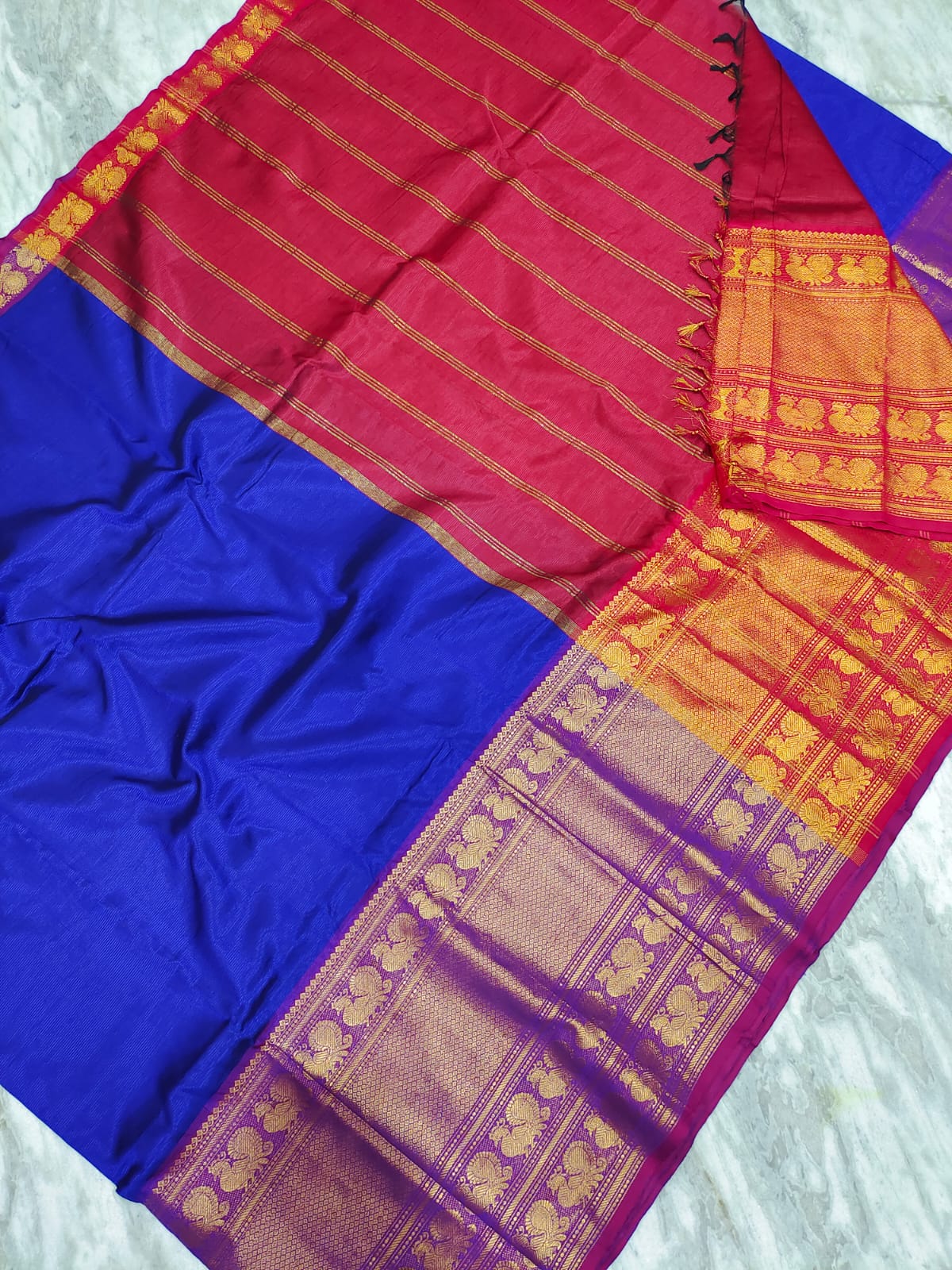 Manglagiri pattu big kanchi border plain saree