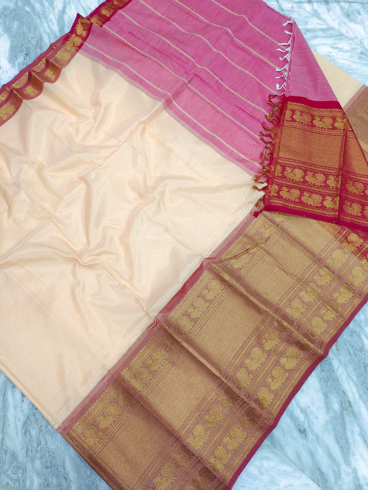 Manglagiri pattu big kanchi border plain saree