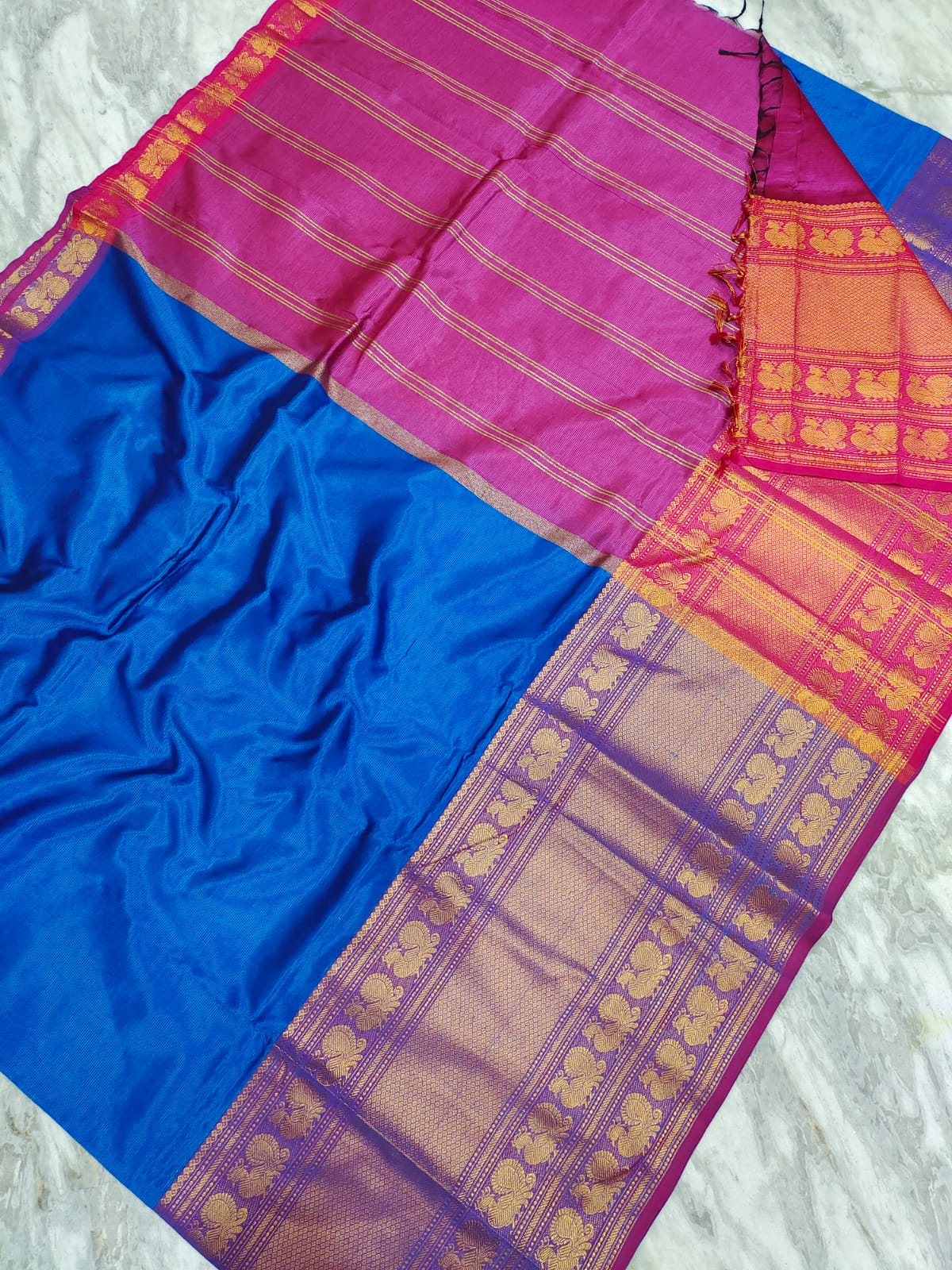 Manglagiri pattu big kanchi border plain saree