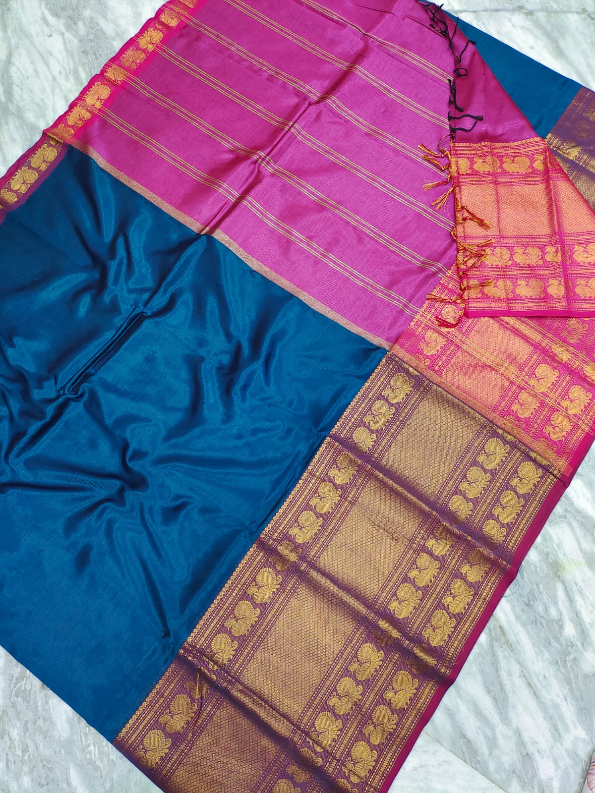 Manglagiri pattu big kanchi border plain saree