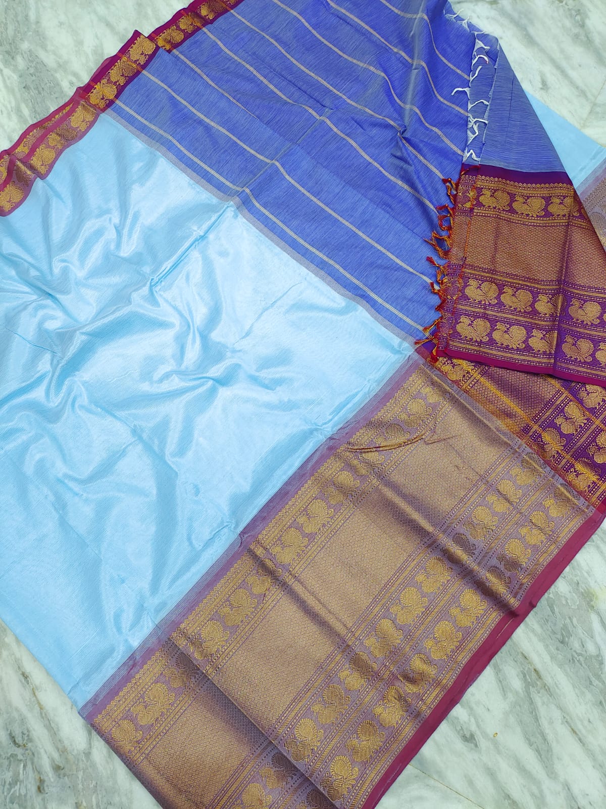 Manglagiri pattu big kanchi border plain saree