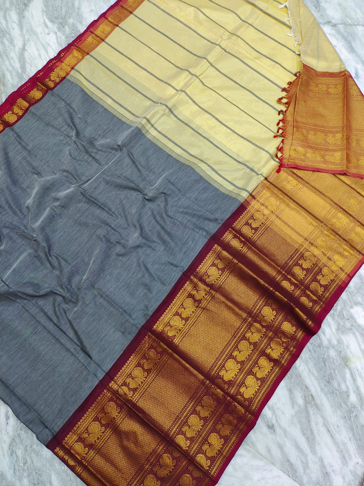 Manglagiri pattu big kanchi border plain saree