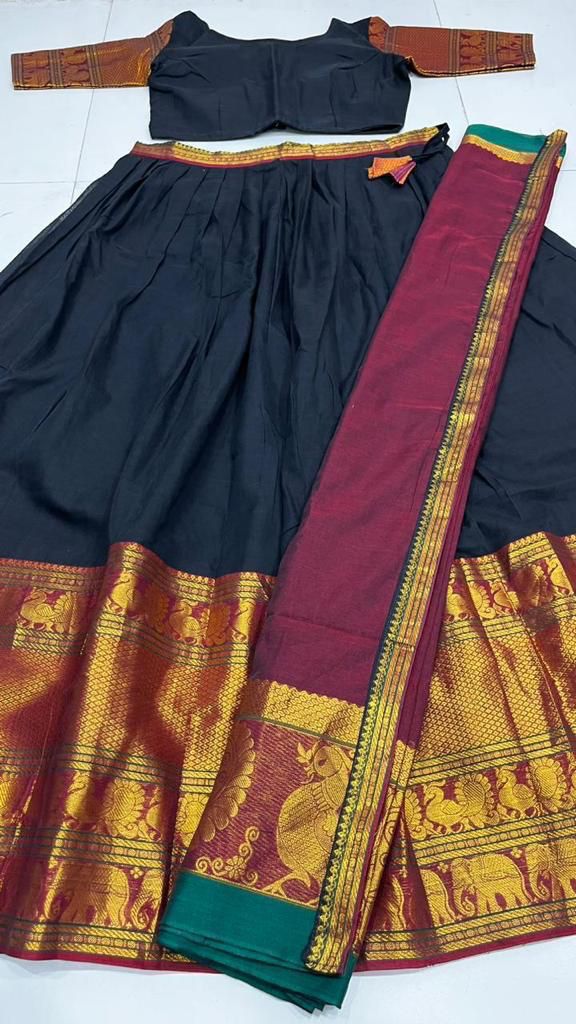 Narayanpet kanchi border special half saree - ready to wear