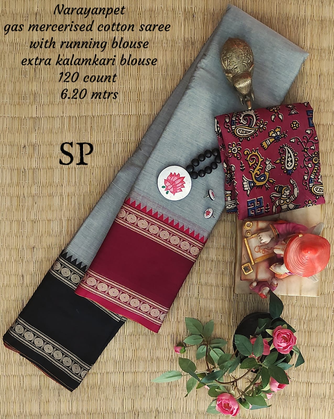 Narayanpet machine gas mercerized cotton saree