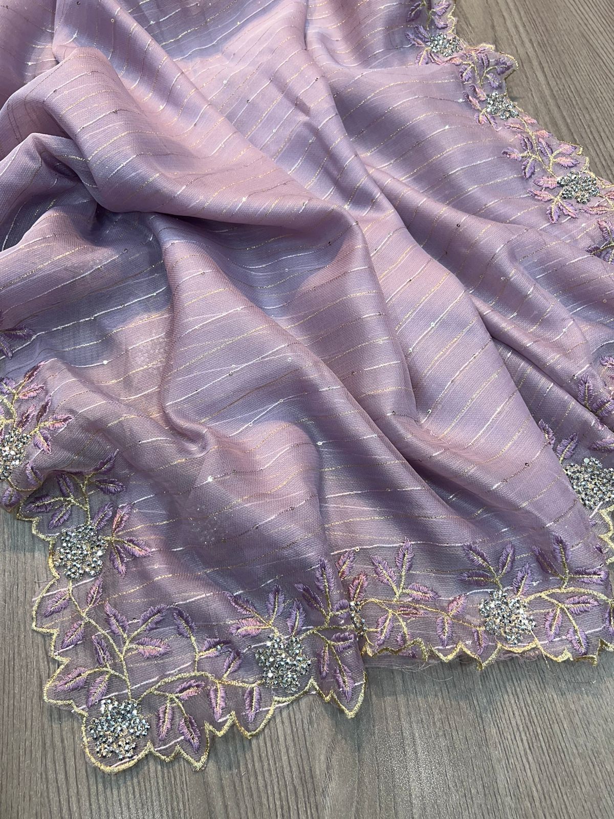 Organza Jute Multi Embroidery Work Saree