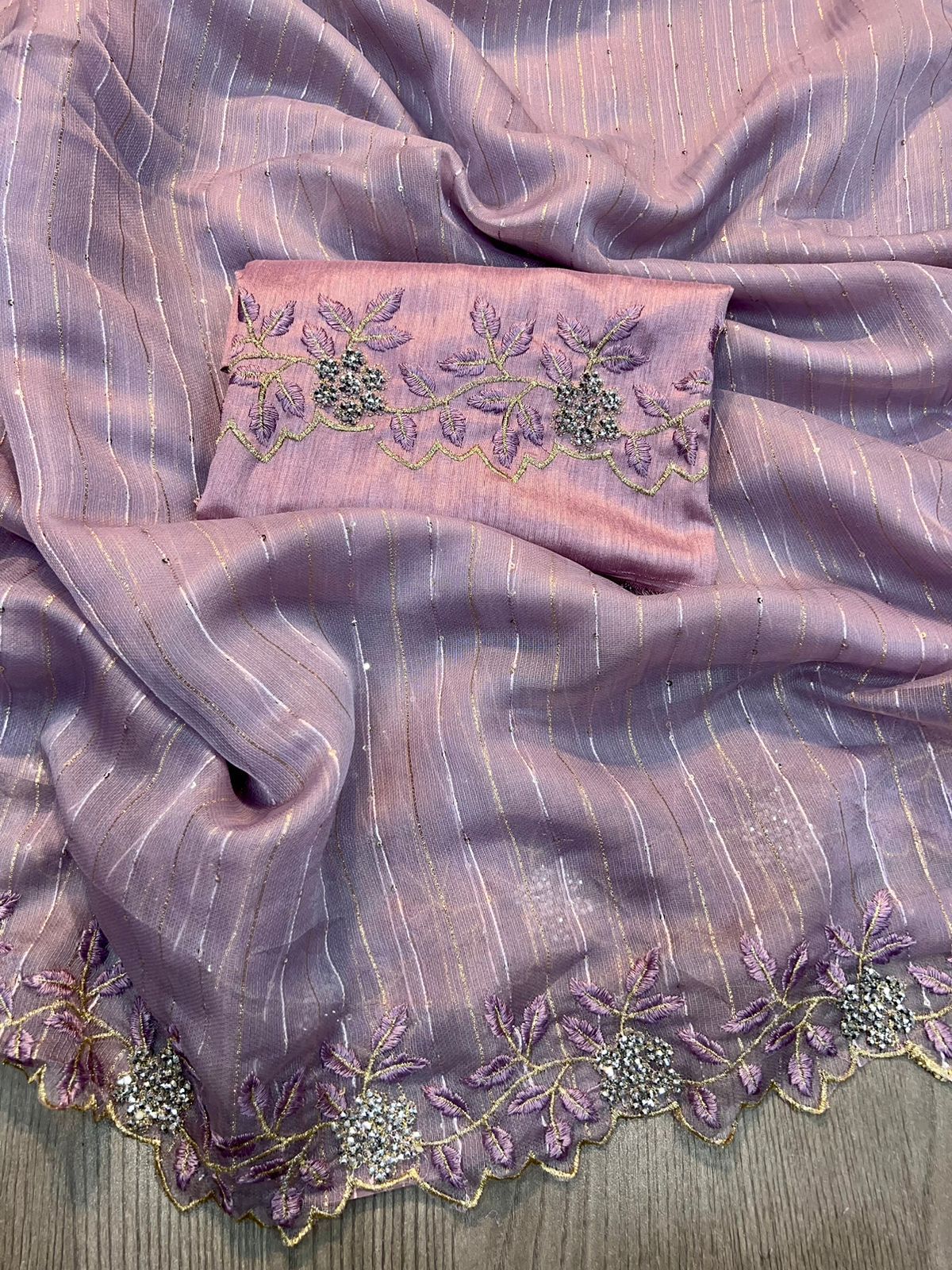 Organza Jute Multi Embroidery Work Saree