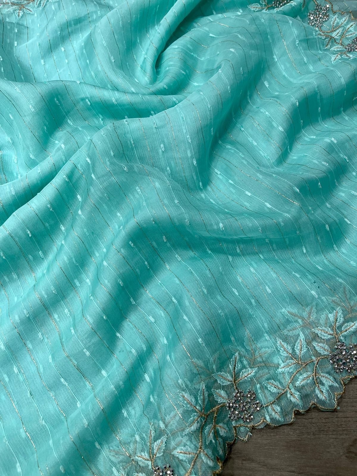 Organza Jute Multi Embroidery Work Saree