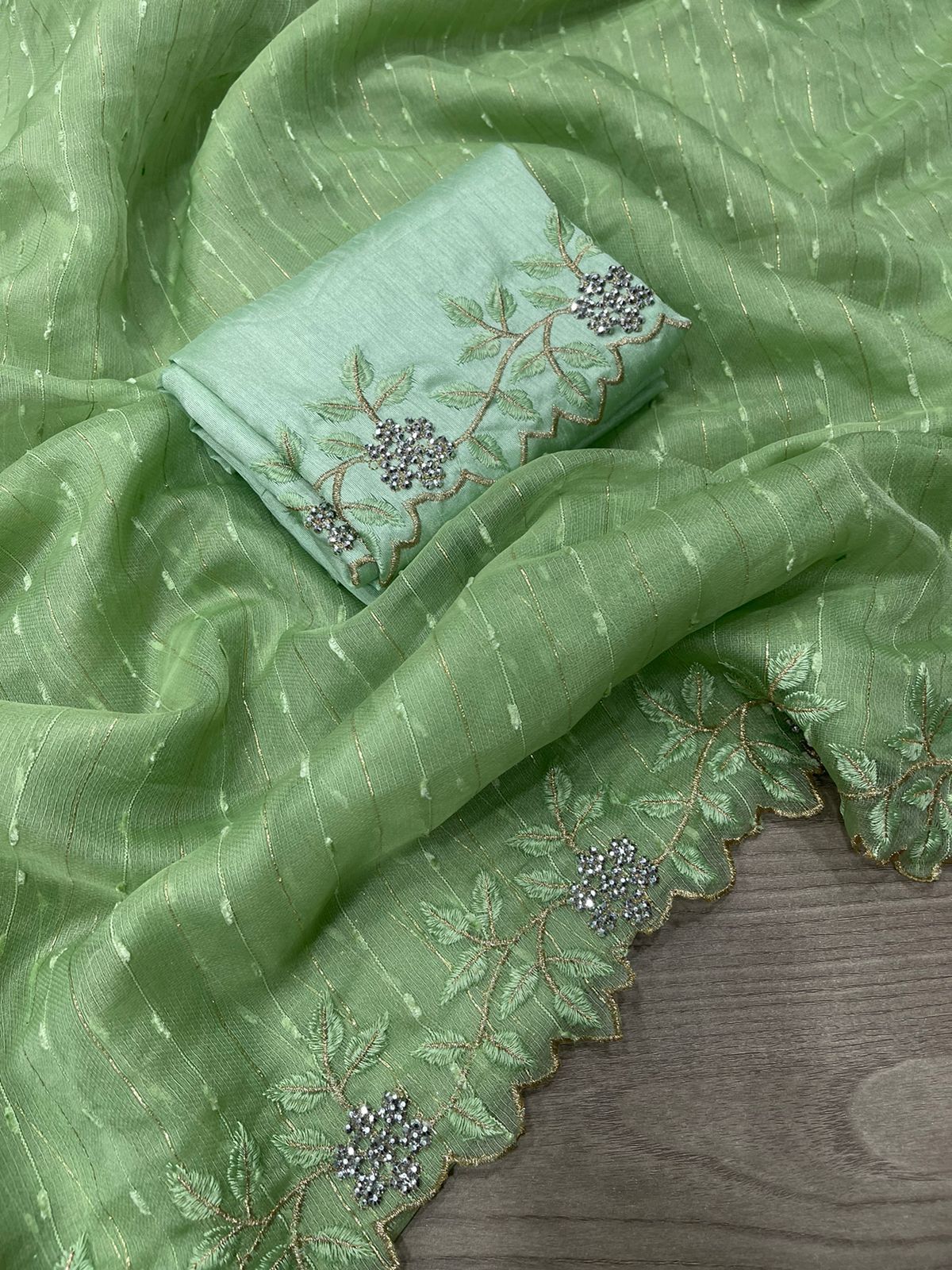 Organza Jute Multi Embroidery Work Saree