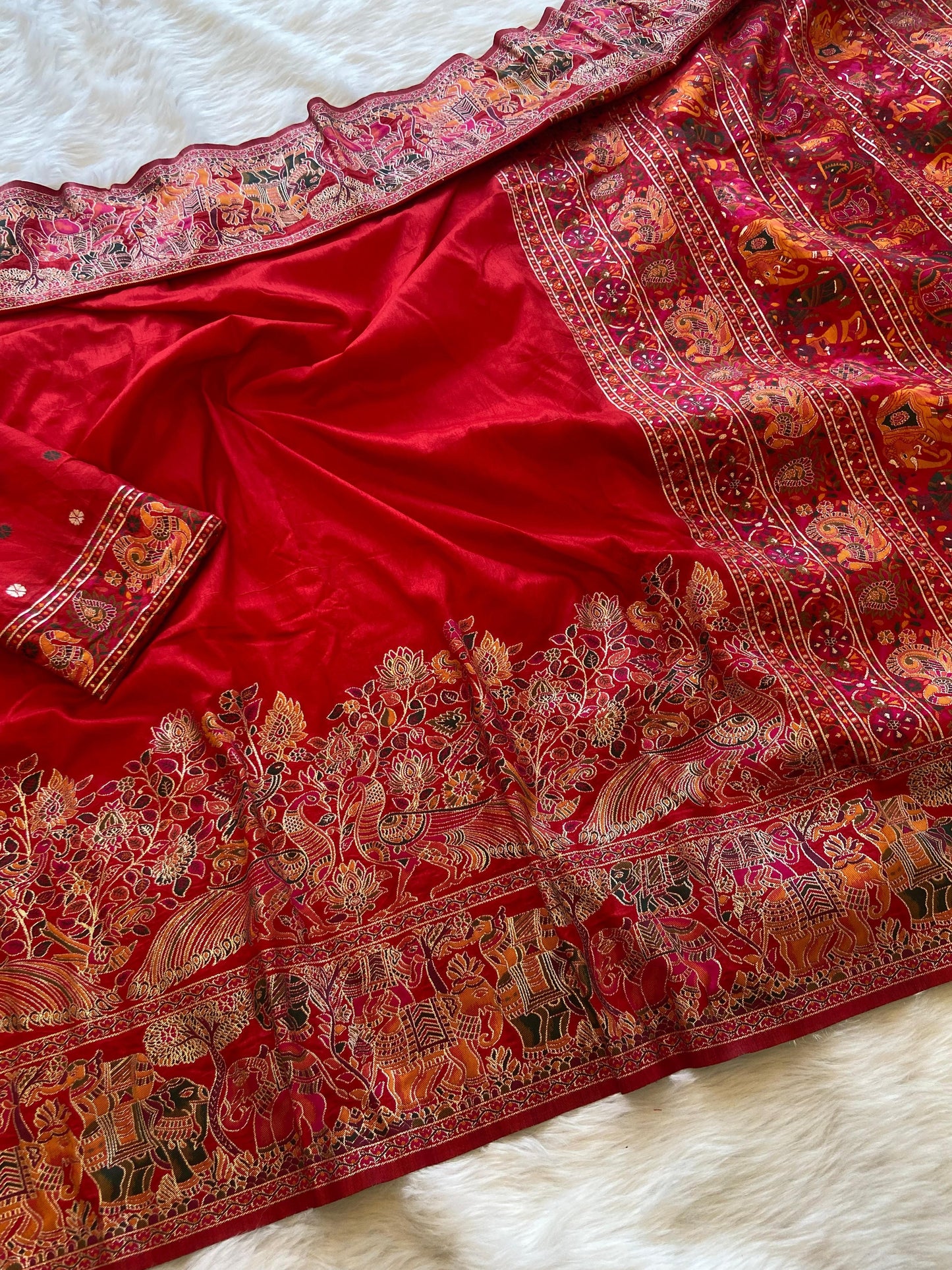 Soft Rajwadi Pashmina Silk Weaving Sare