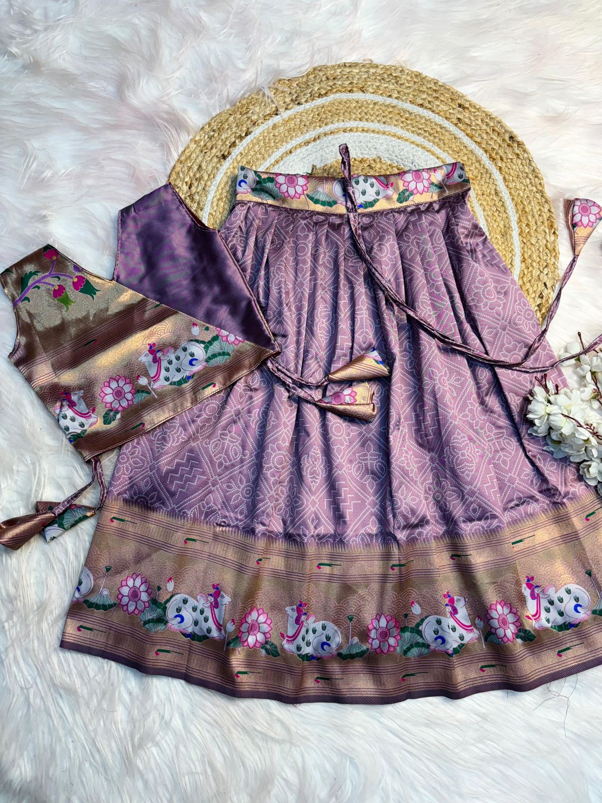 Pichwai Semi Silk Skirt and Top