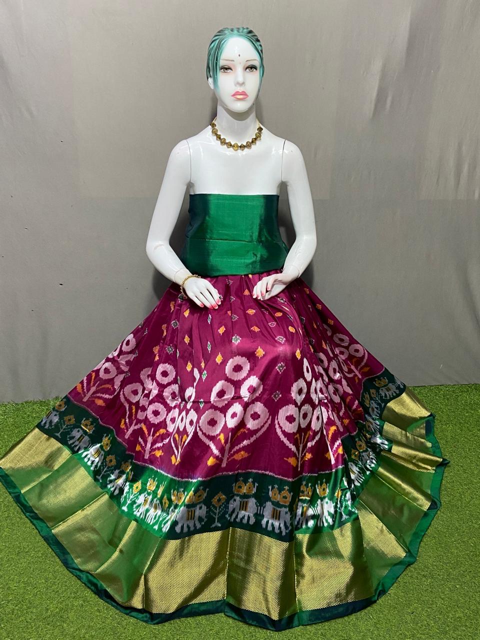 Pochampalli silk lehenga