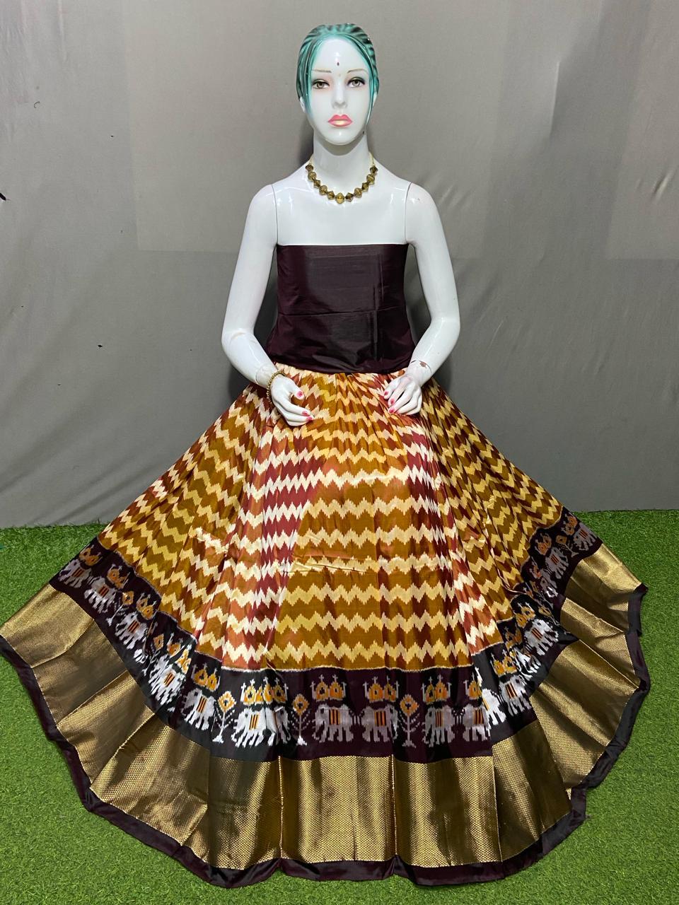 Pochampalli silk lehenga