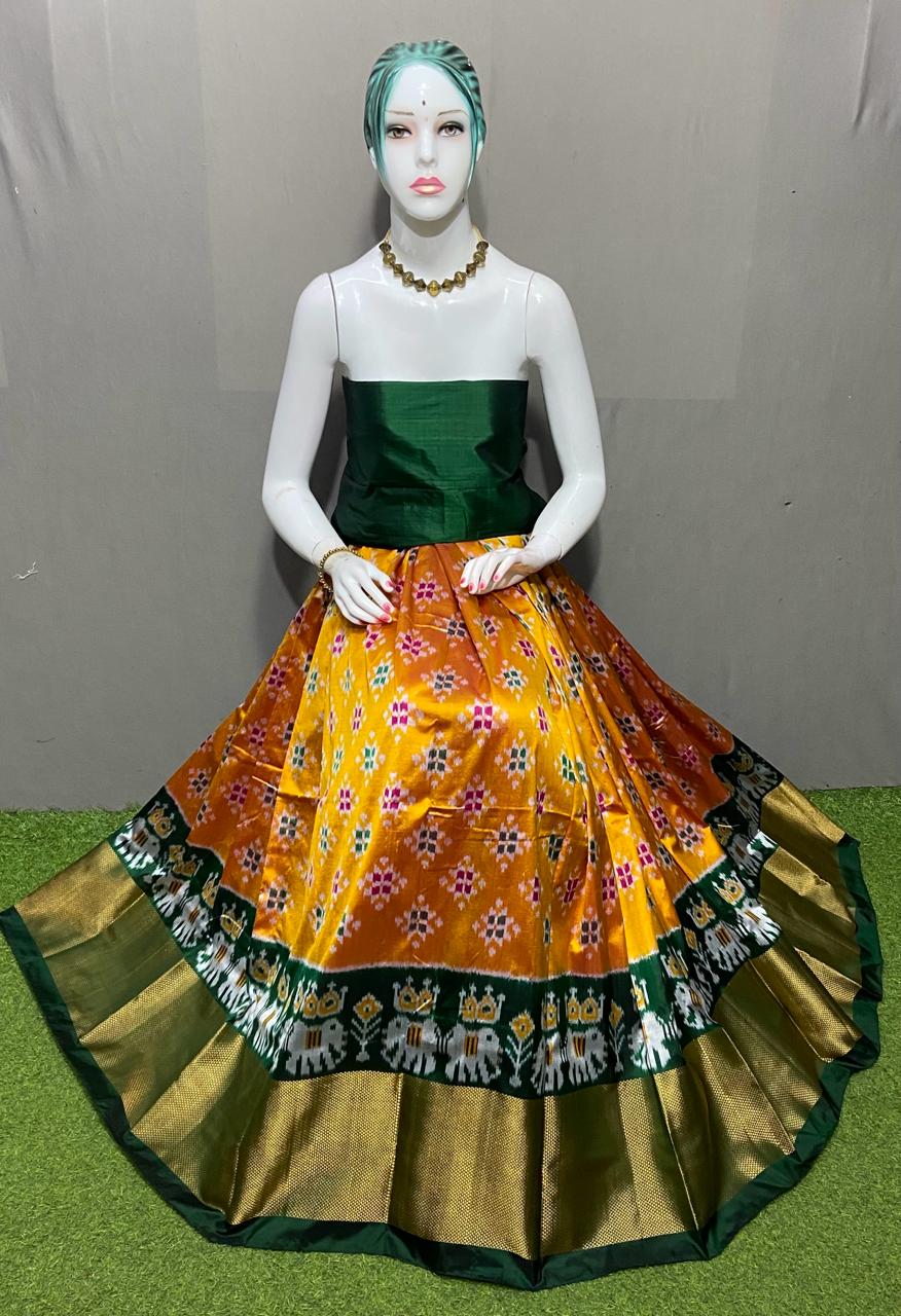 Pochampalli silk lehenga