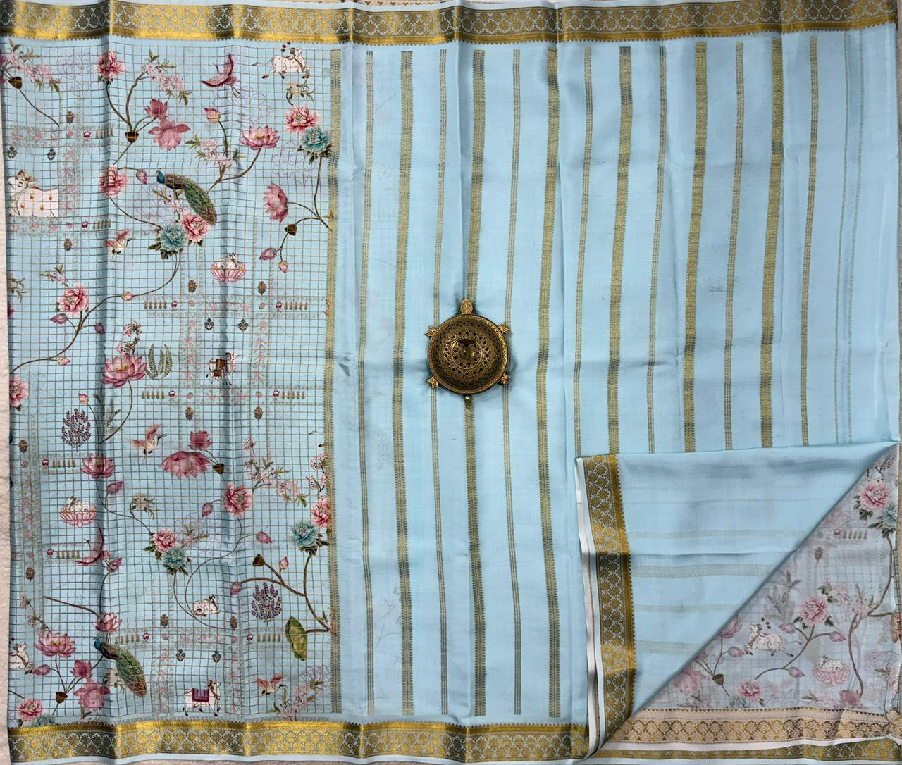 Printed pure mysore crepe silk saree