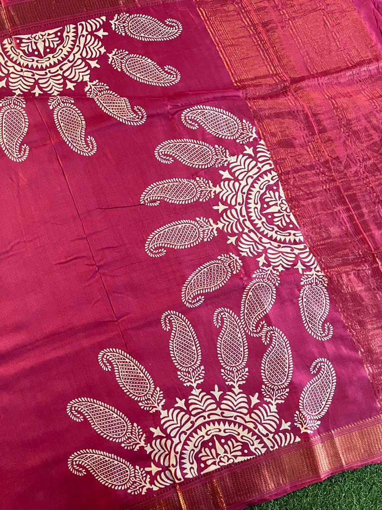 Printed spun crepe luxury viscose silk saree