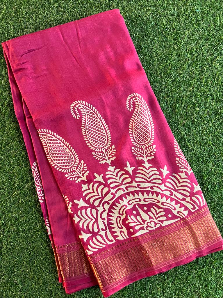 Printed spun crepe luxury viscose silk saree