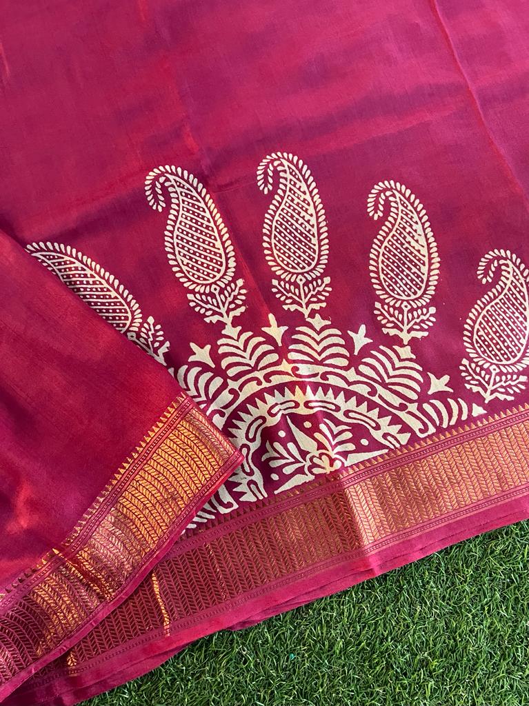 Printed spun crepe luxury viscose silk saree