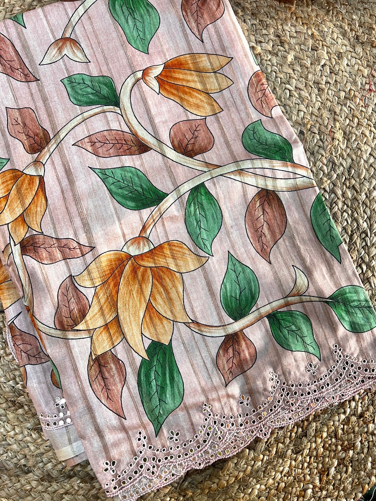 Printed Tussar Silk Saree