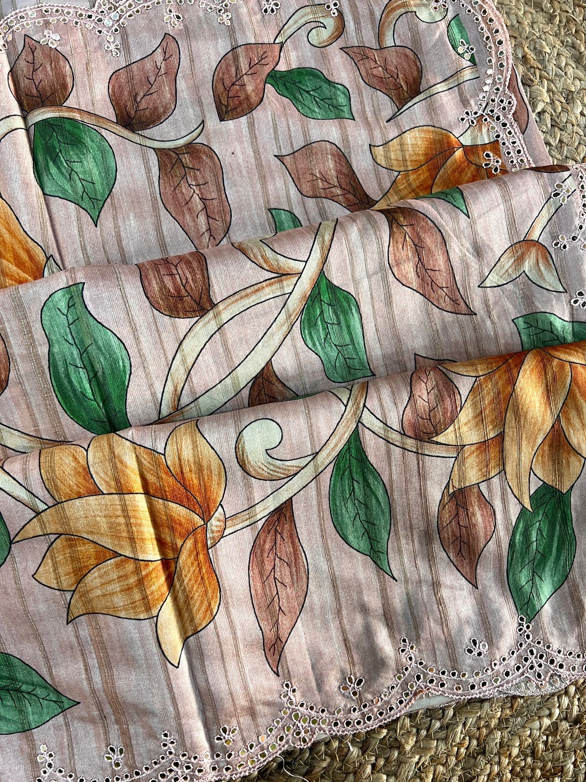 Printed Tussar Silk Saree