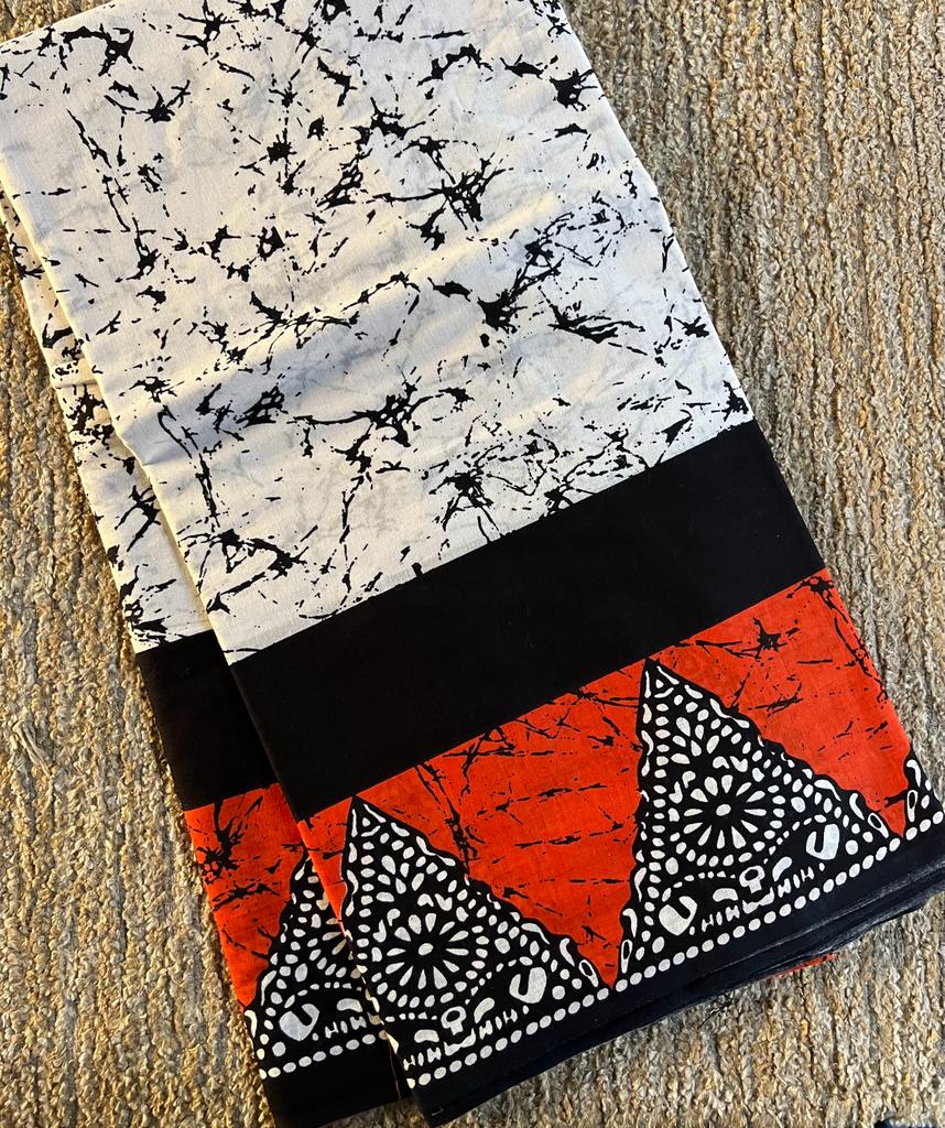 Pure batik printed mul mul cotton saree