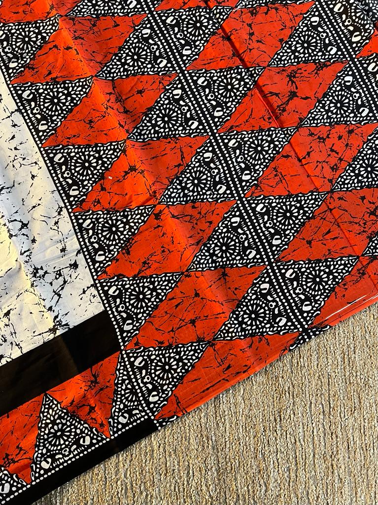 Pure batik printed mul mul cotton saree