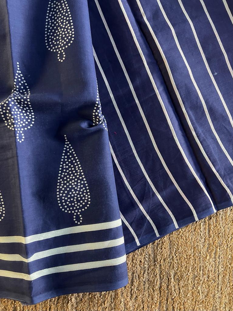 Pure batik printed mul mul cotton saree
