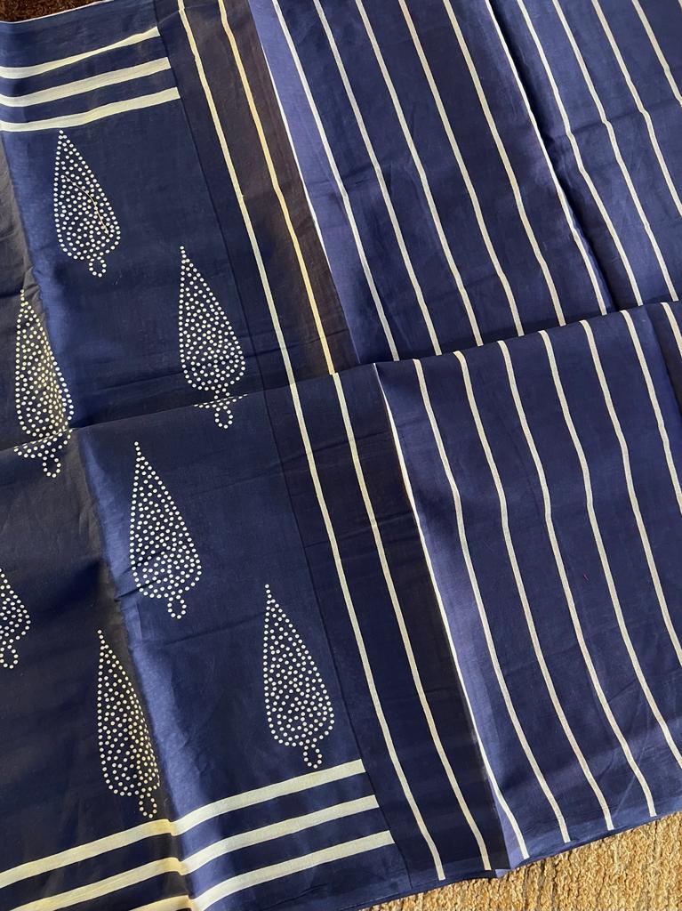 Pure batik printed mul mul cotton saree