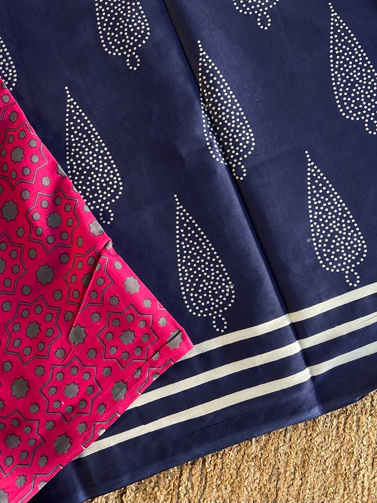 Pure batik printed mul mul cotton saree – www.