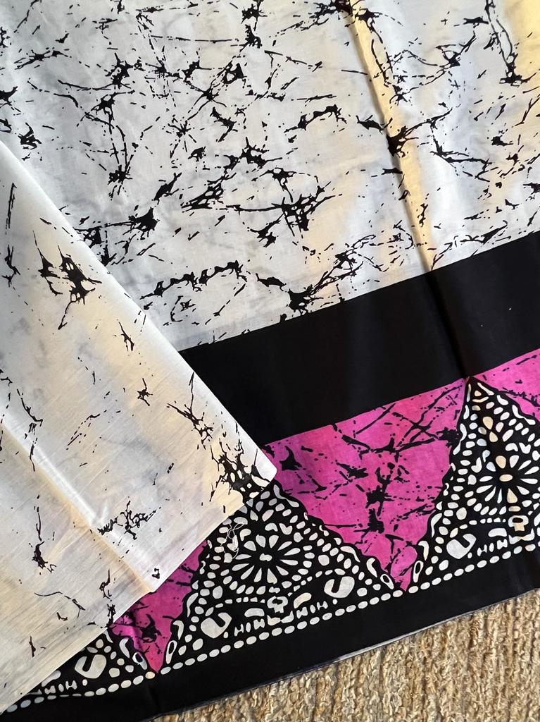 Pure batik printed mul mul cotton saree