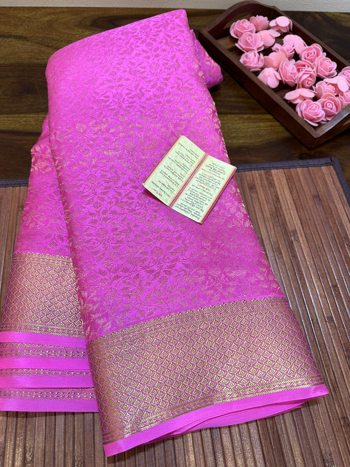 Pure brocade mysore silk 120 grm thickness saree
