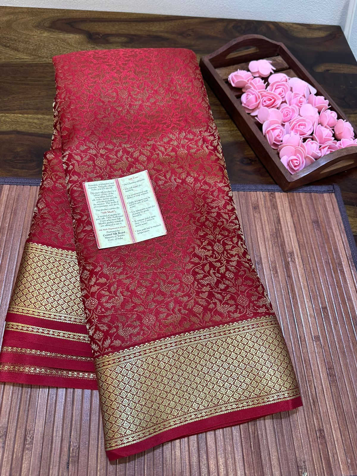 Pure brocade mysore silk 120 grm thickness saree