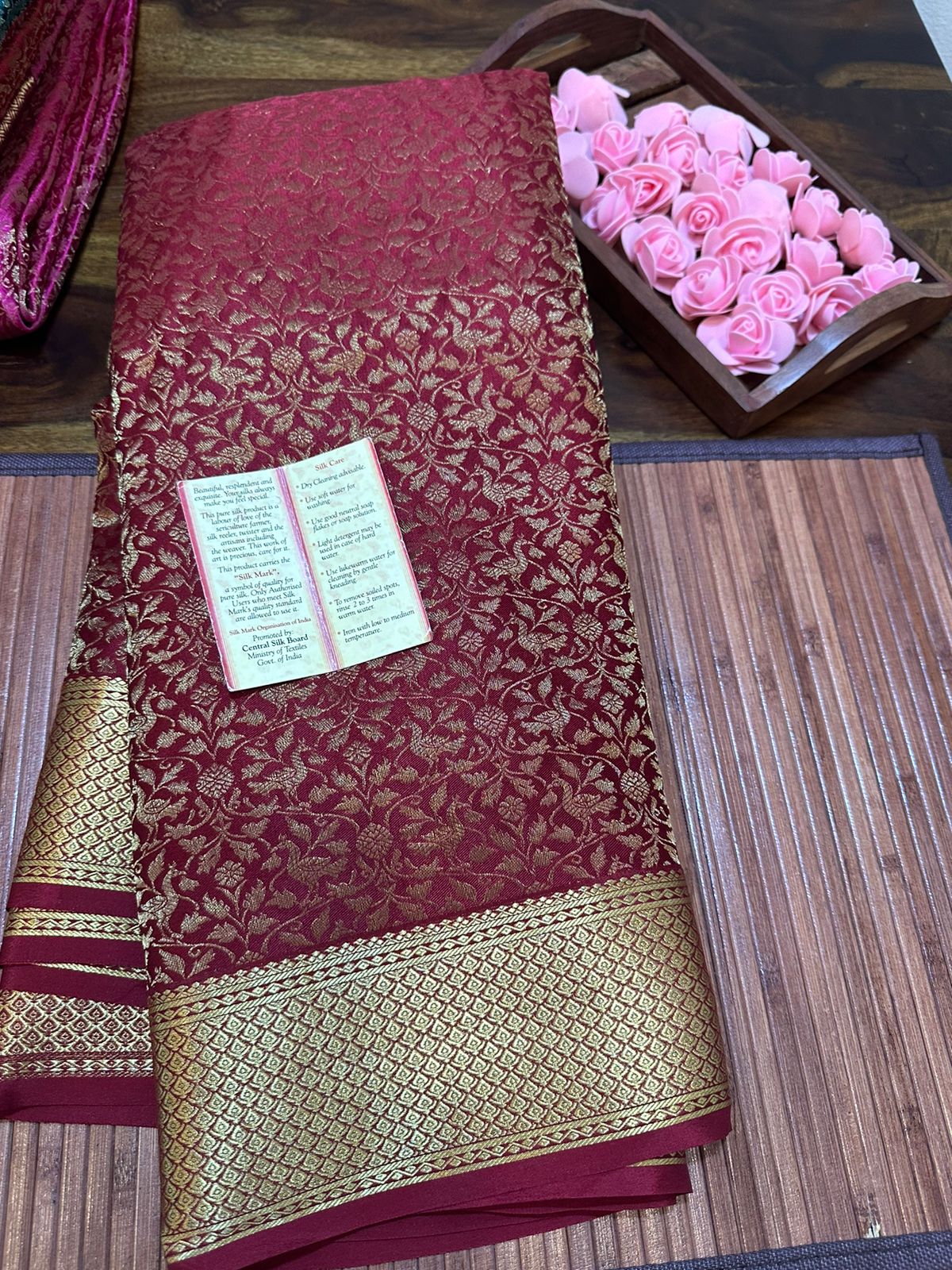 Pure brocade mysore silk 120 grm thickness saree