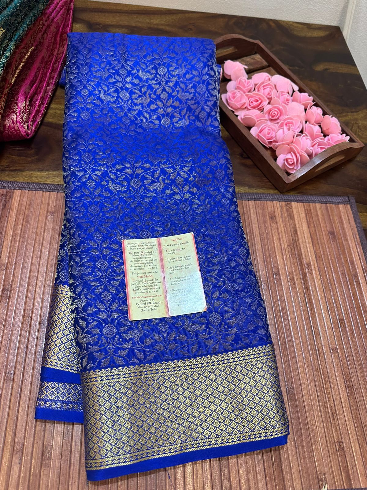 Pure brocade mysore silk 120 grm thickness saree