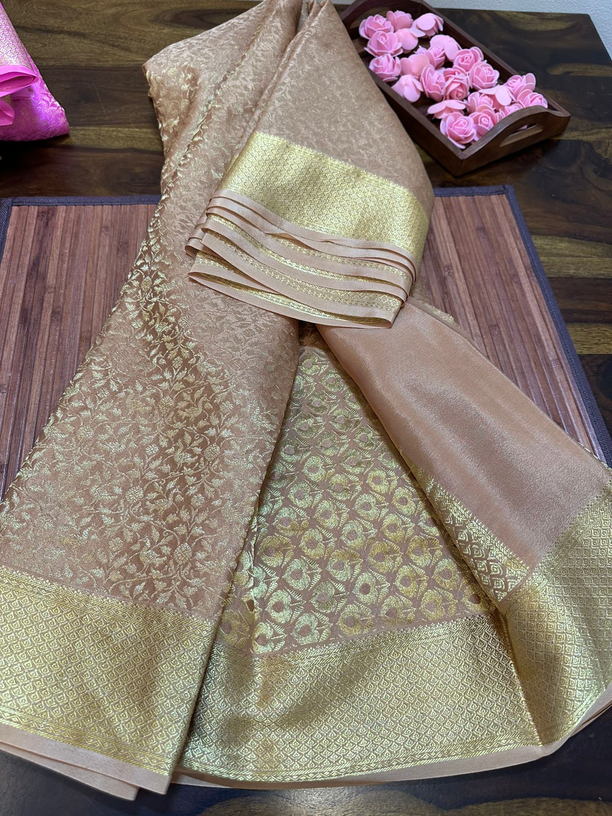 Pure brocade mysore silk 120 grm thickness saree