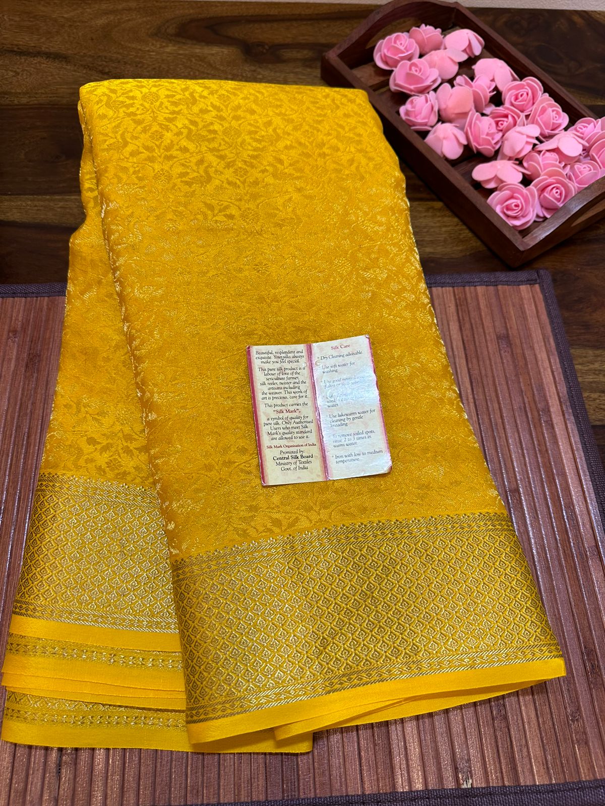 Pure brocade mysore silk 120 grm thickness saree