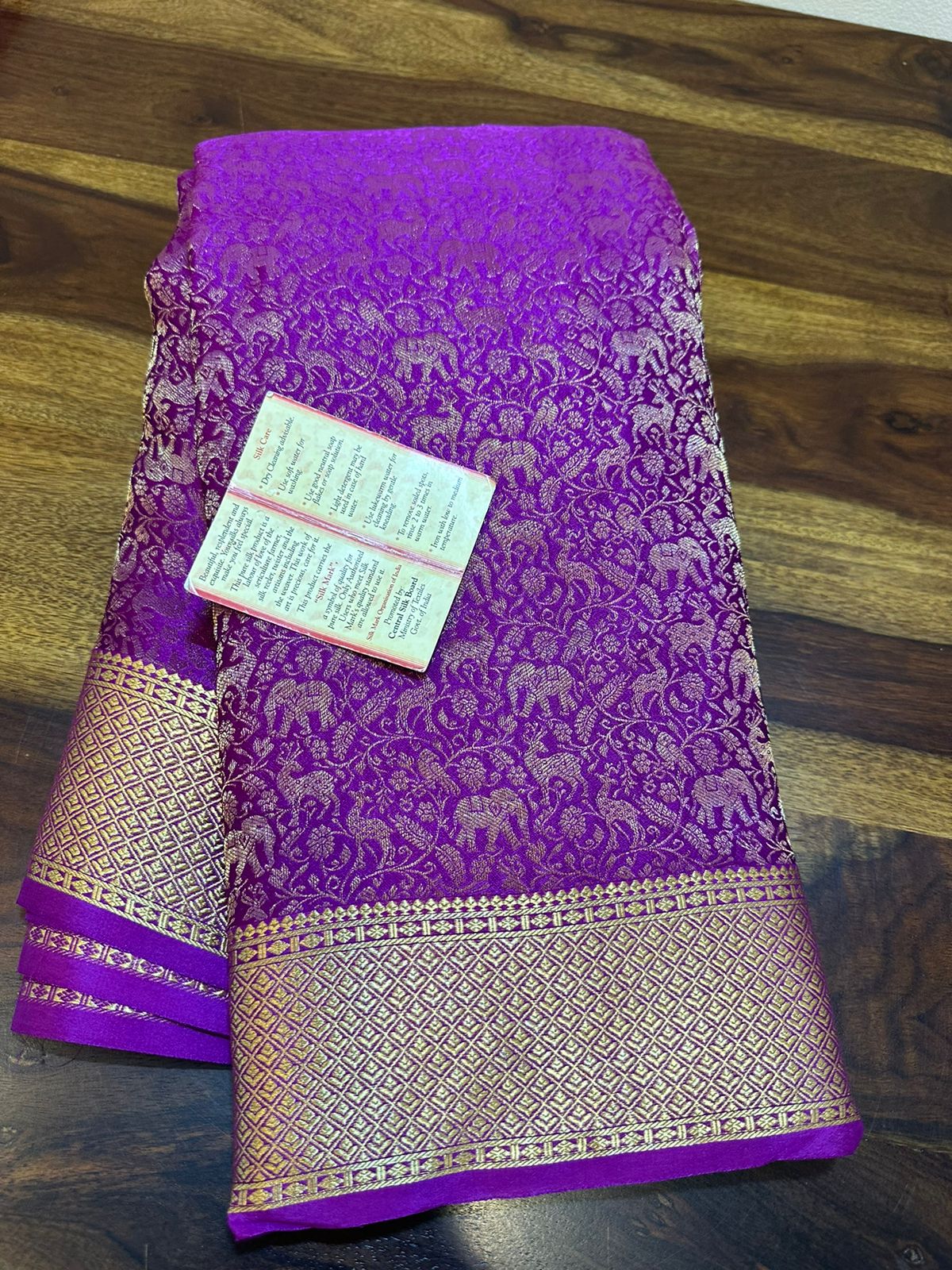 Pure brocade mysore silk 120 grm thickness saree